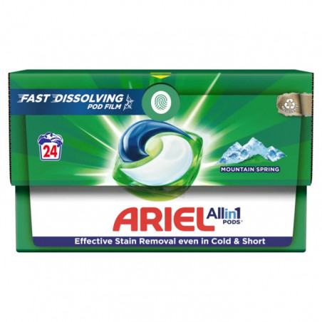 ARIEL All-in-1 PODS Mountain Spring Kapsułki z płynem do prania białych i jasnych tkanin 24 szt.