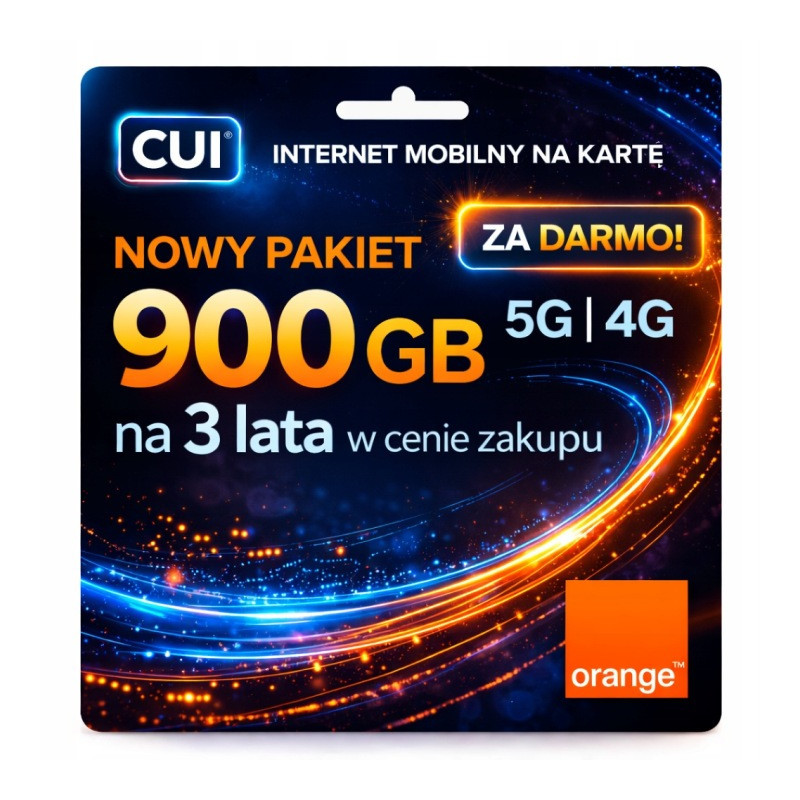 Internet Orange LTE 4G 5G 900GB na 3 lata Karta SIM Router, Kamera, GPS