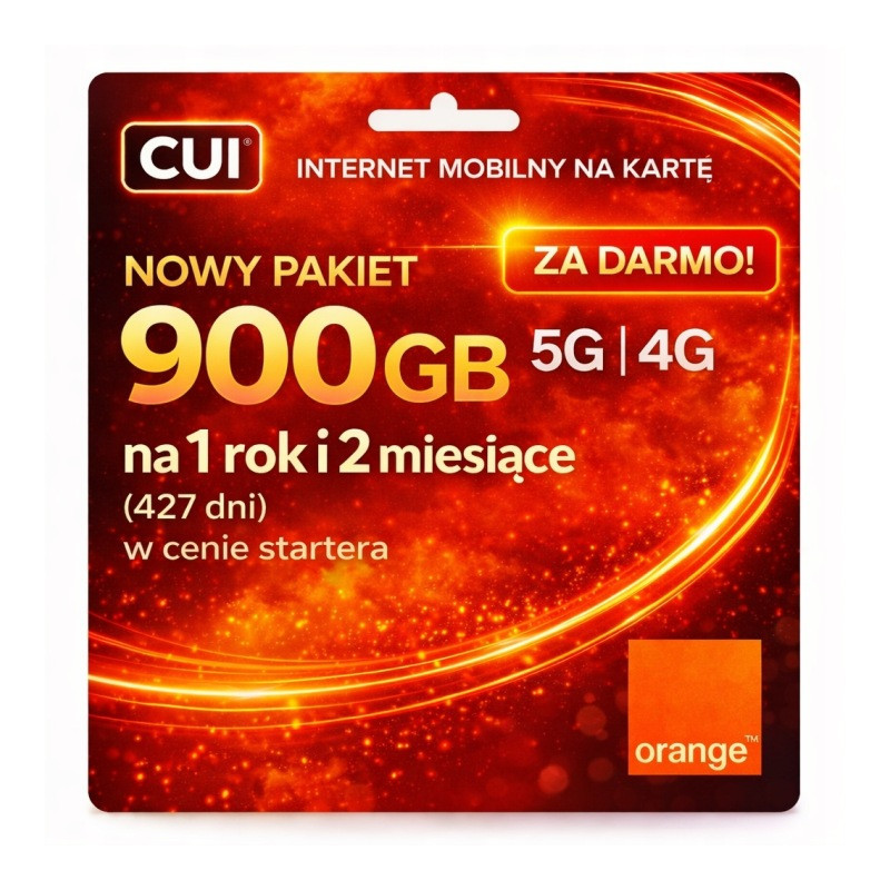 Karta SIM Internet Mobilny Na Kartę Orange 900 GB 4G LTE 5G Na 427 Dni