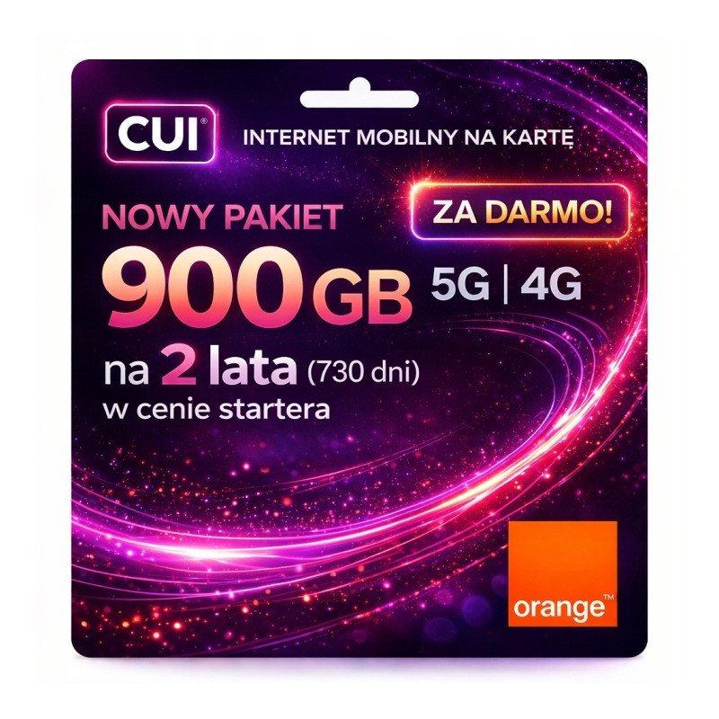 Karta SIM Internet Mobilny Na Kartę Orange 650 GB 4G LTE 5G na 2 Lata
