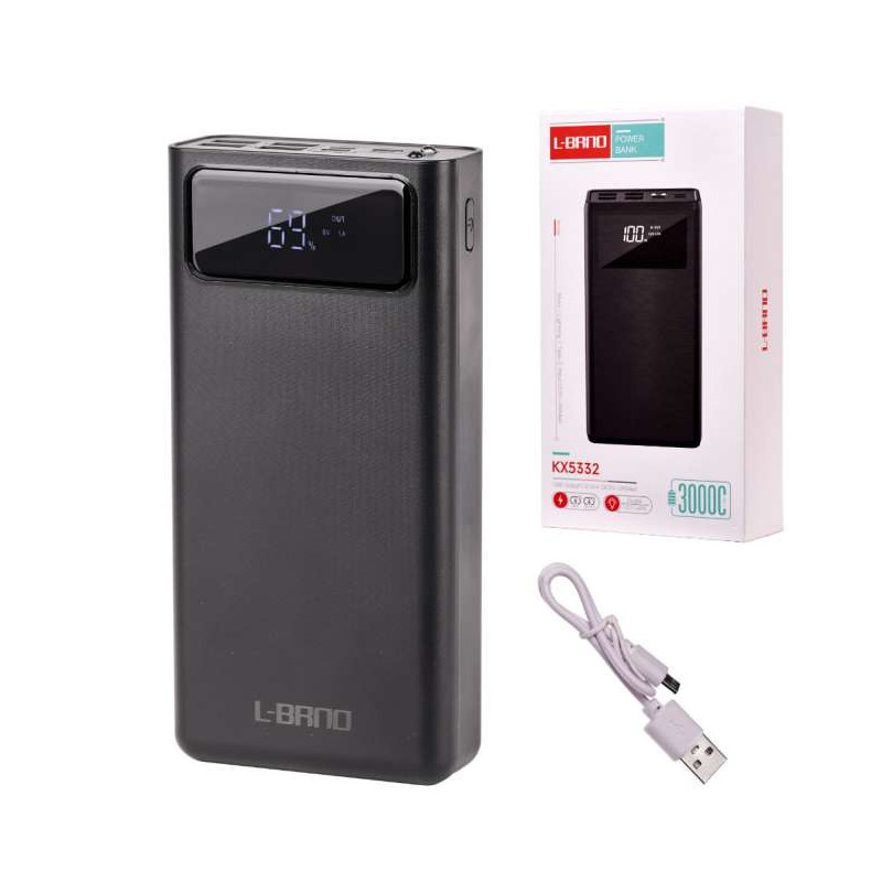 L-BRNO Power Bank 30000mAh with LED screen black