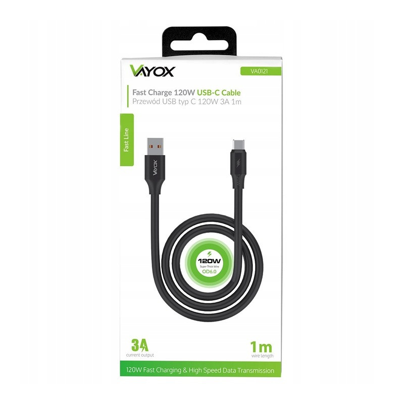 Kabel USB - USB typ C Vayox VA0121 1 m czarny