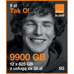 STARTER KARTA SIM ORANGE 5G 9900GB INTERNETU BEZ LIMITU ROZMOWY SMSy 31 dni