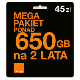 Karta SIM Internet Mobilny Na Kartę Orange 650 GB 4G LTE 5G na 2 Lata