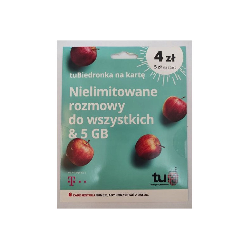 Starter TuBiedronka bez limitu rozmowy/sms za 19 PLN