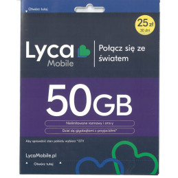 Starter LycaMobile Karta SIM PrePaid 25 PLN 50 GB