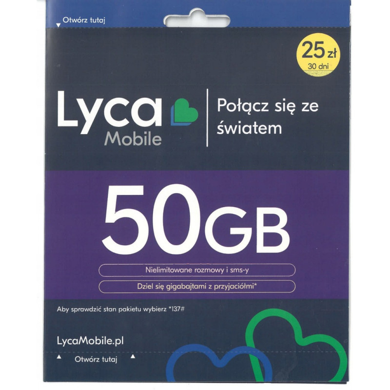 Starter LycaMobile Karta SIM PrePaid 25 PLN 50 GB Starter LycaMobile Karta SIM PrePaid 25 PLN 50 GB
