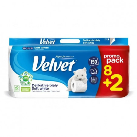 Papier toaletowy Velvet Delikatnie biały 8+2 szt. GRATIS